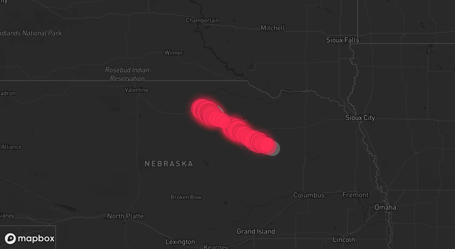 Storm map for 3 areas across Nebraska