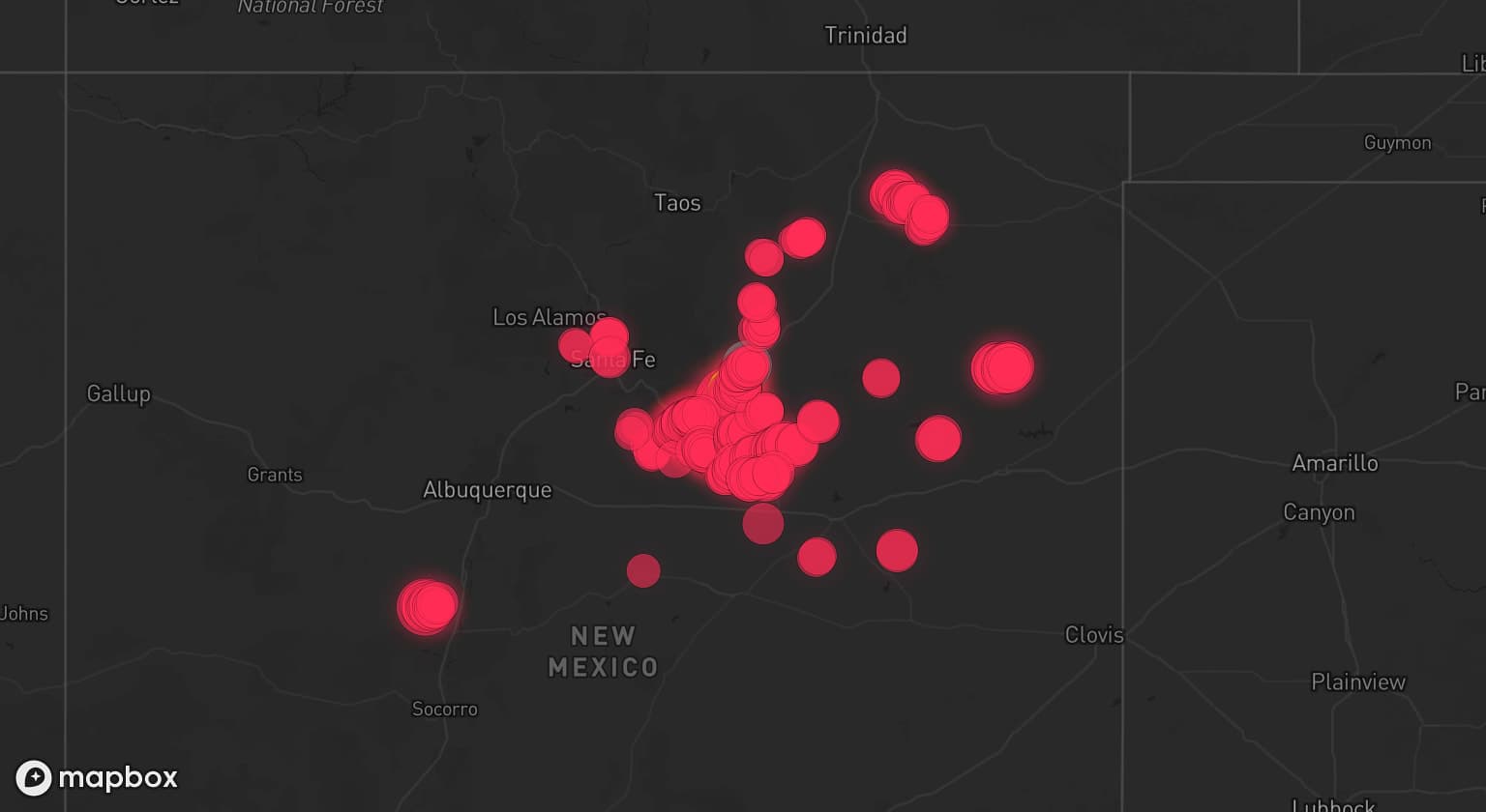 Storm map for 2 areas across New Mexico
