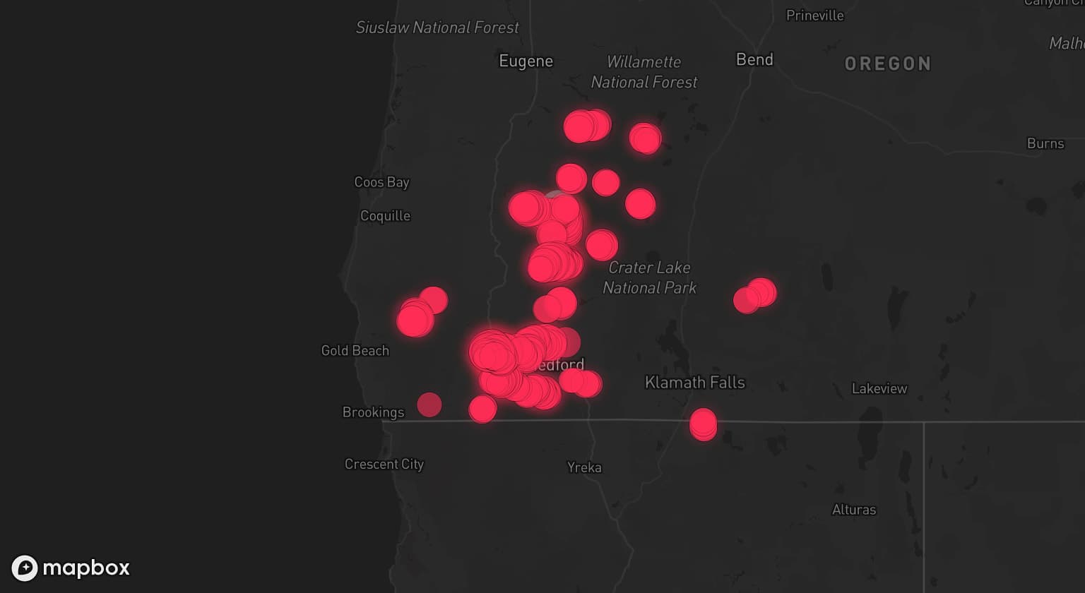 Storm map for the Douglas County, OR area