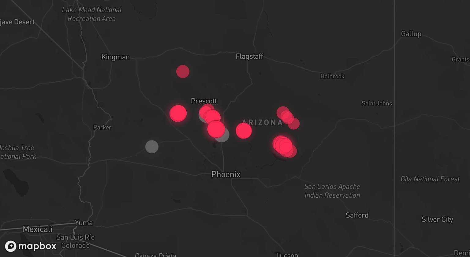 Storm map for 3 areas across Arizona