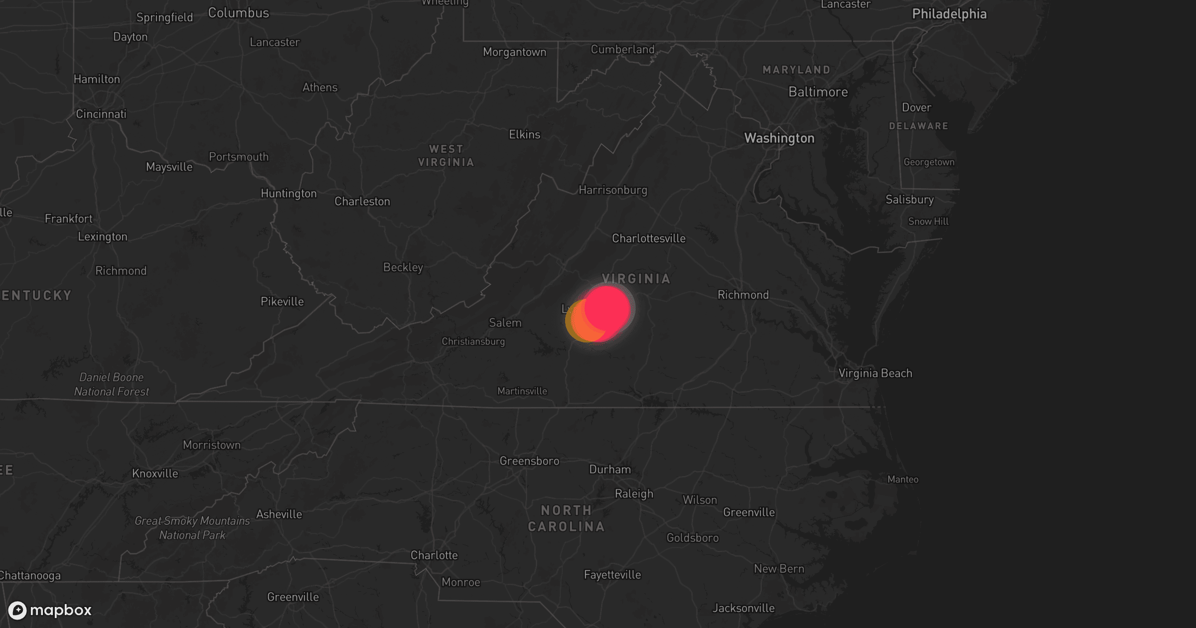 Storm map for the Appomattox County, VA area