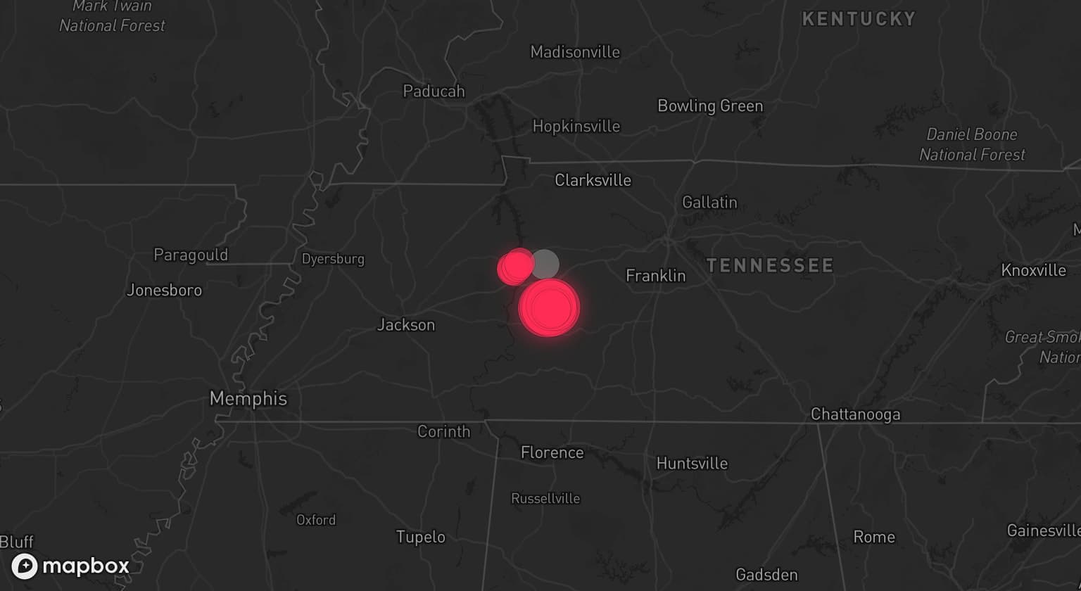 Storm map for 2 areas across Tennessee