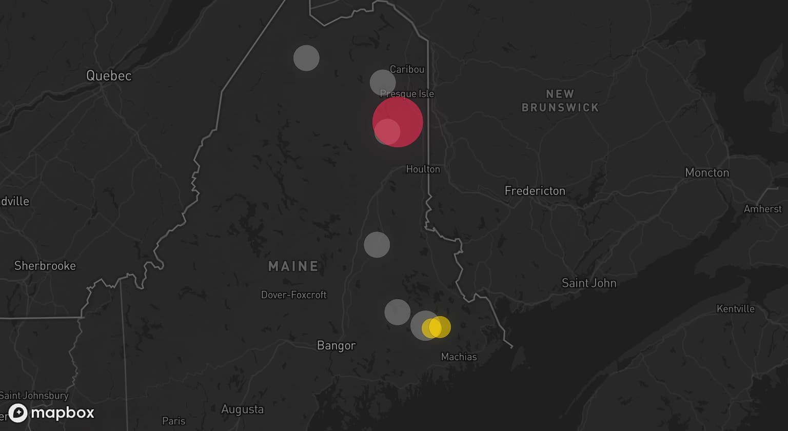 Storm map for 6 areas across Maine