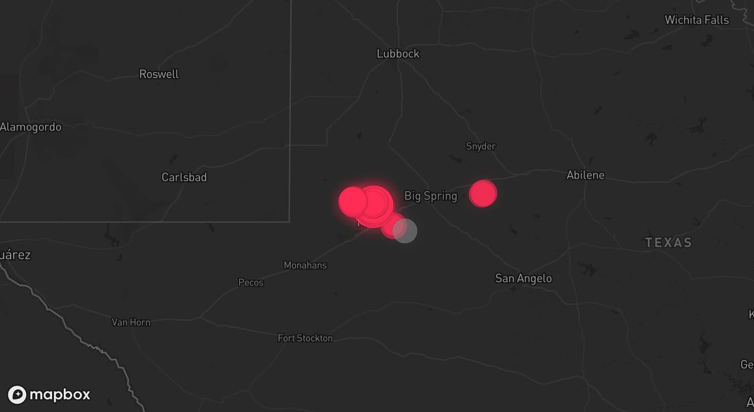 Storm map for the Martin County, TX area