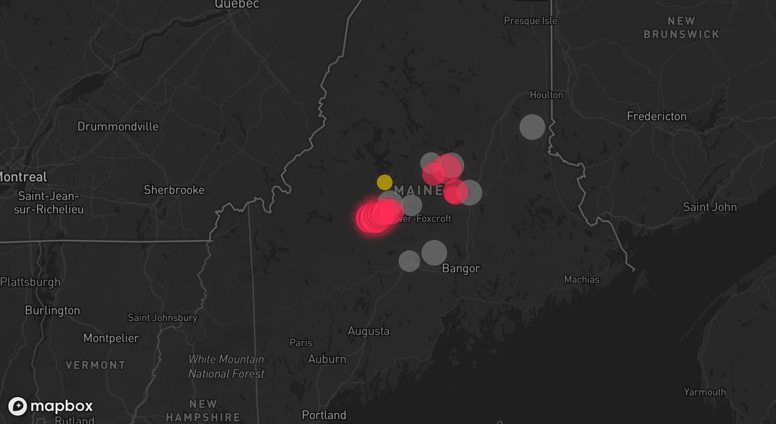 Storm map for 8 areas across Maine