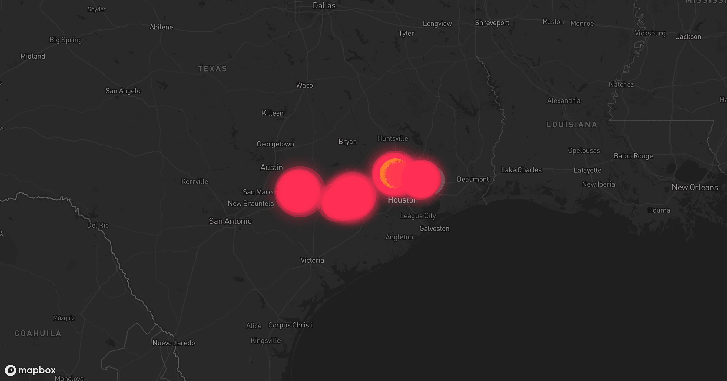 Storm map for 7 areas across Texas