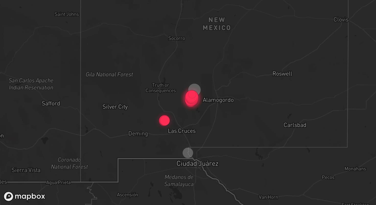 Storm map for 2 areas across New Mexico and Texas