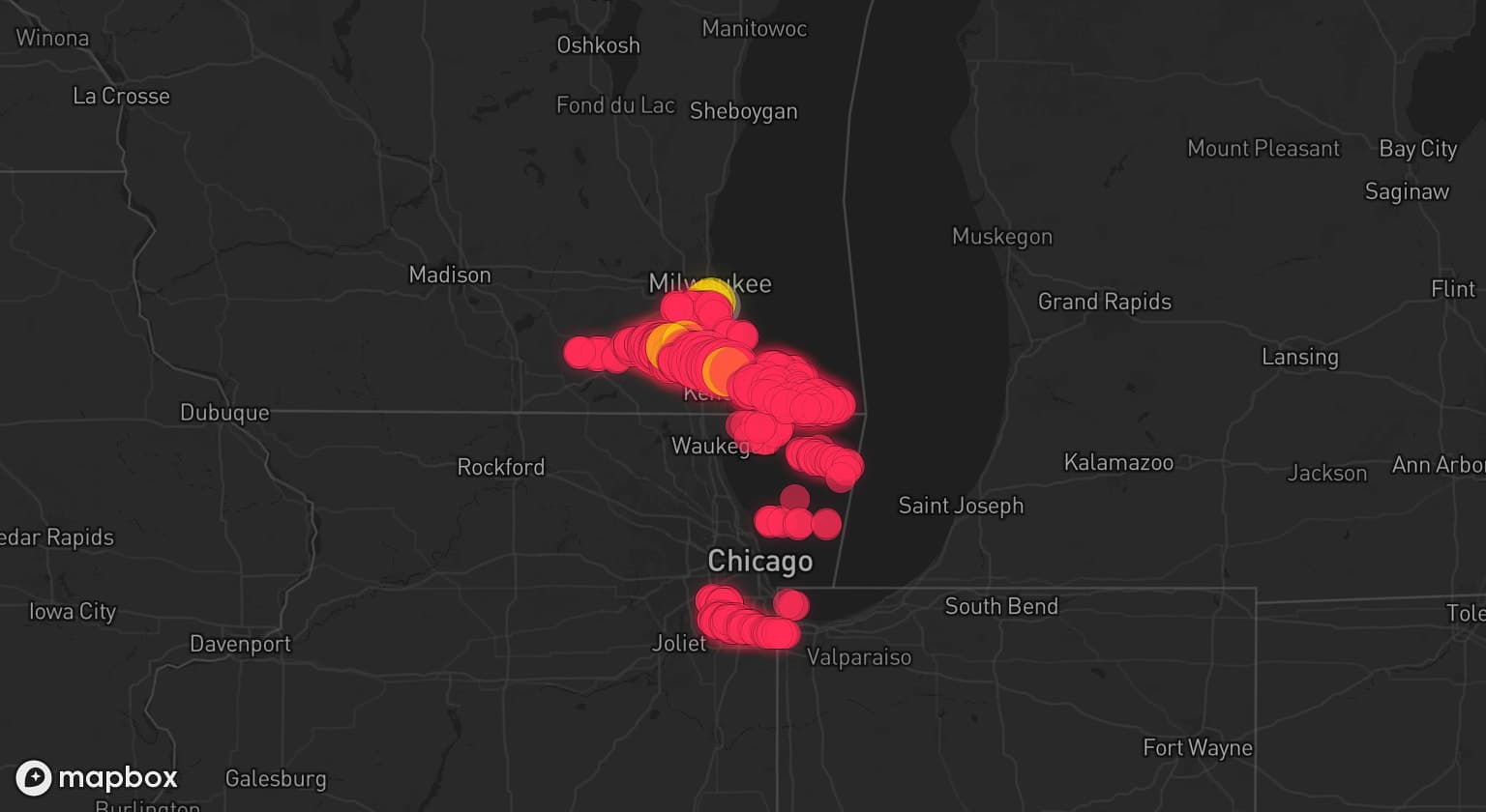 Storm map for 2 areas across Wisconsin