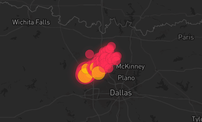 Storm map for the Denton County, TX area