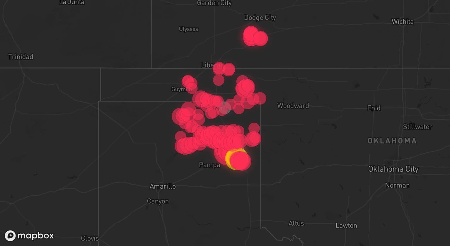Storm map for 4 areas across Texas