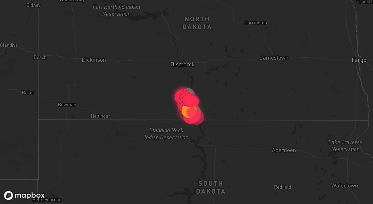 Storm map for 2 areas across North Dakota