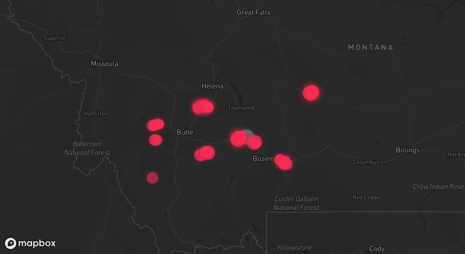 Storm map for the Gallatin County, MT area