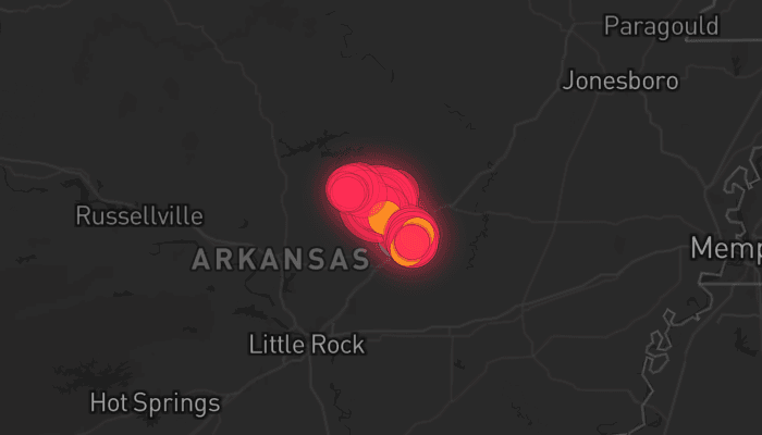 Storm map for 2 areas across Arkansas