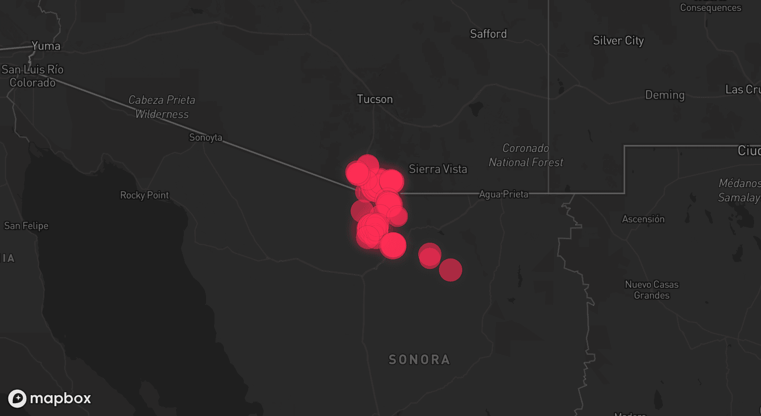 Storm map for the Santa Cruz County, AZ area