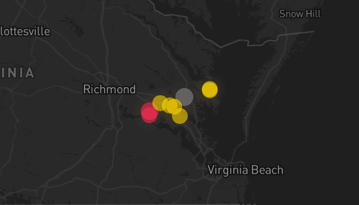 Storm map for the Gloucester County, VA area