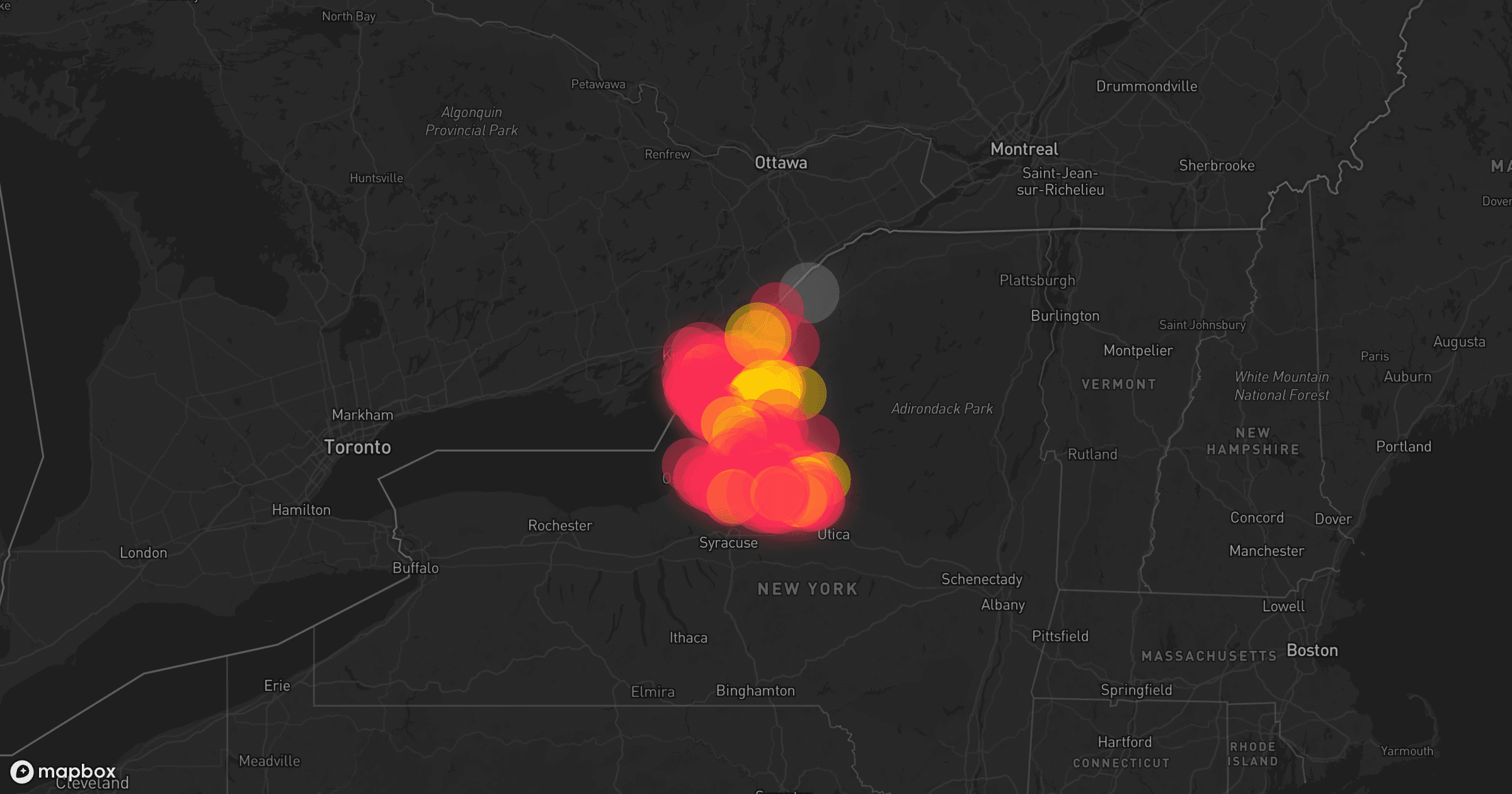 Storm map for 3 areas across New York