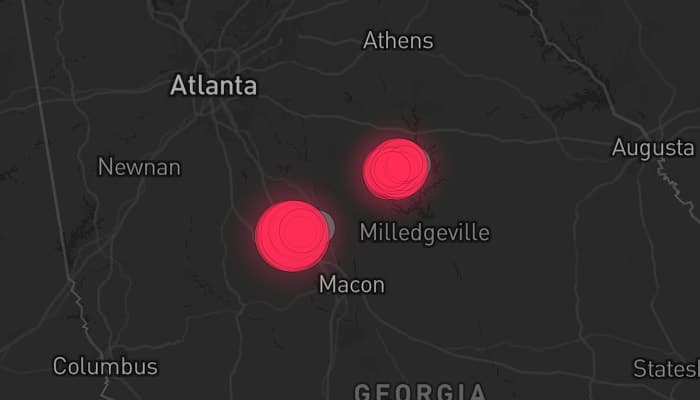 Storm map for 2 areas across Georgia