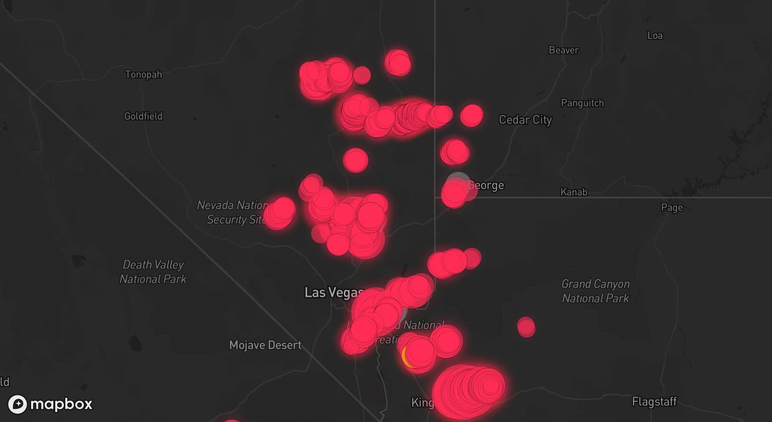 Storm map for 7 areas across Arizona, Nevada, and Utah