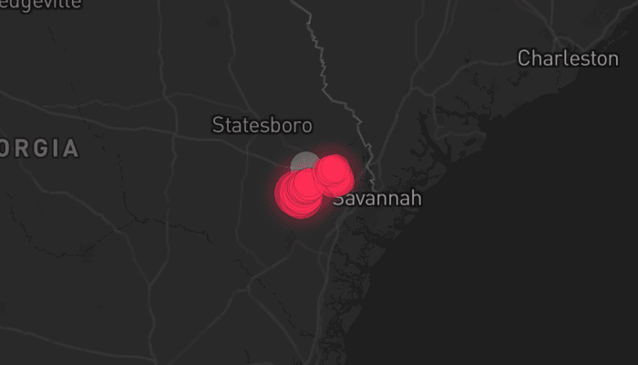 Storm map for the Bulloch County, GA area