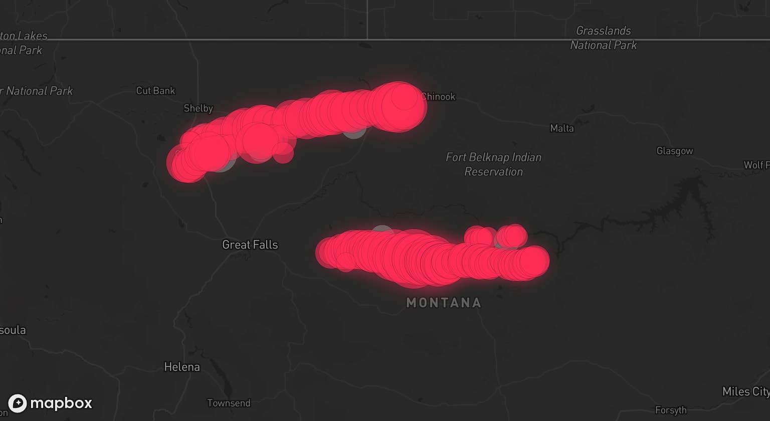Storm map for 7 areas across Montana