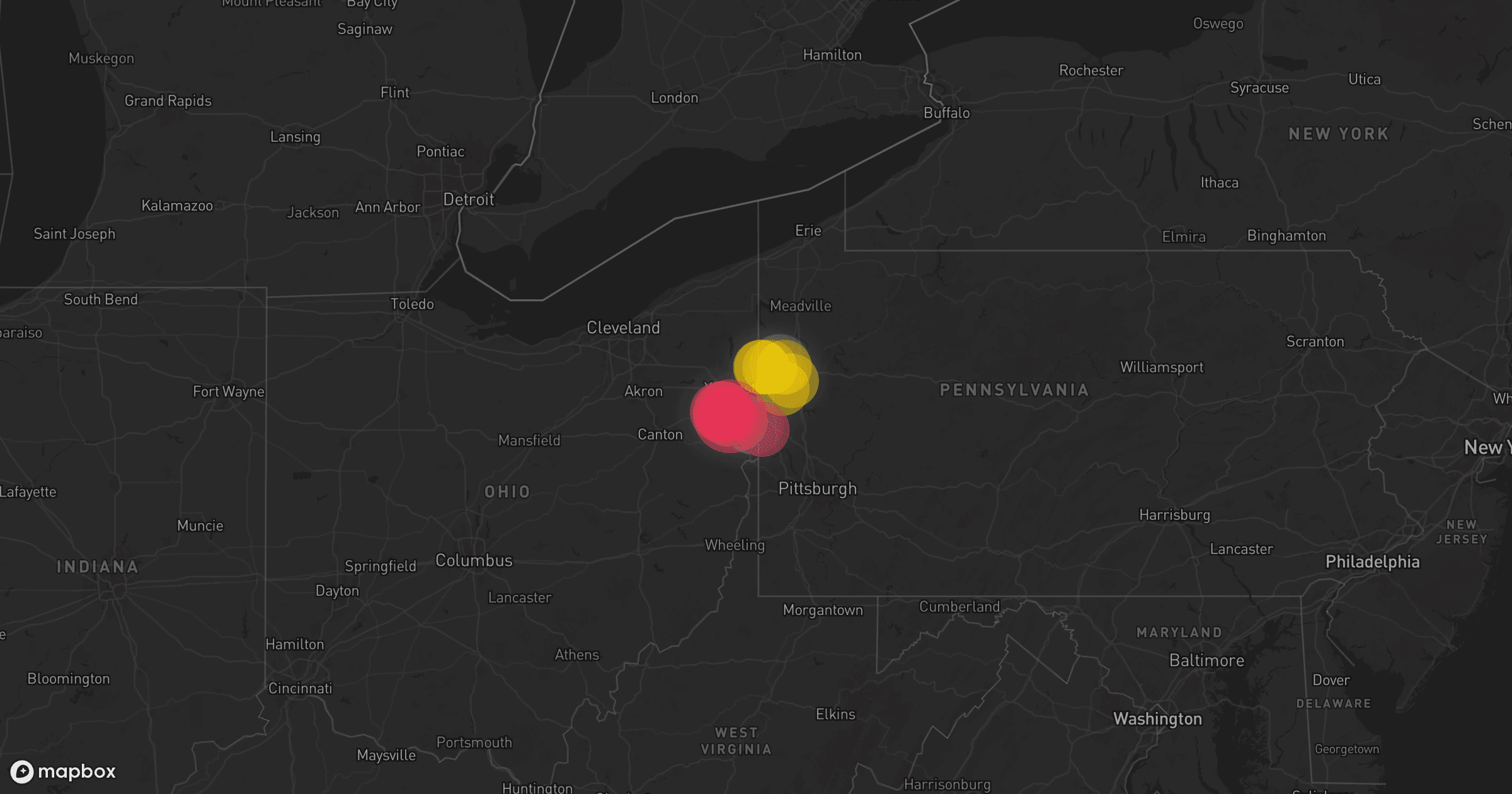 Storm map for 9 areas across Ohio and Pennsylvania