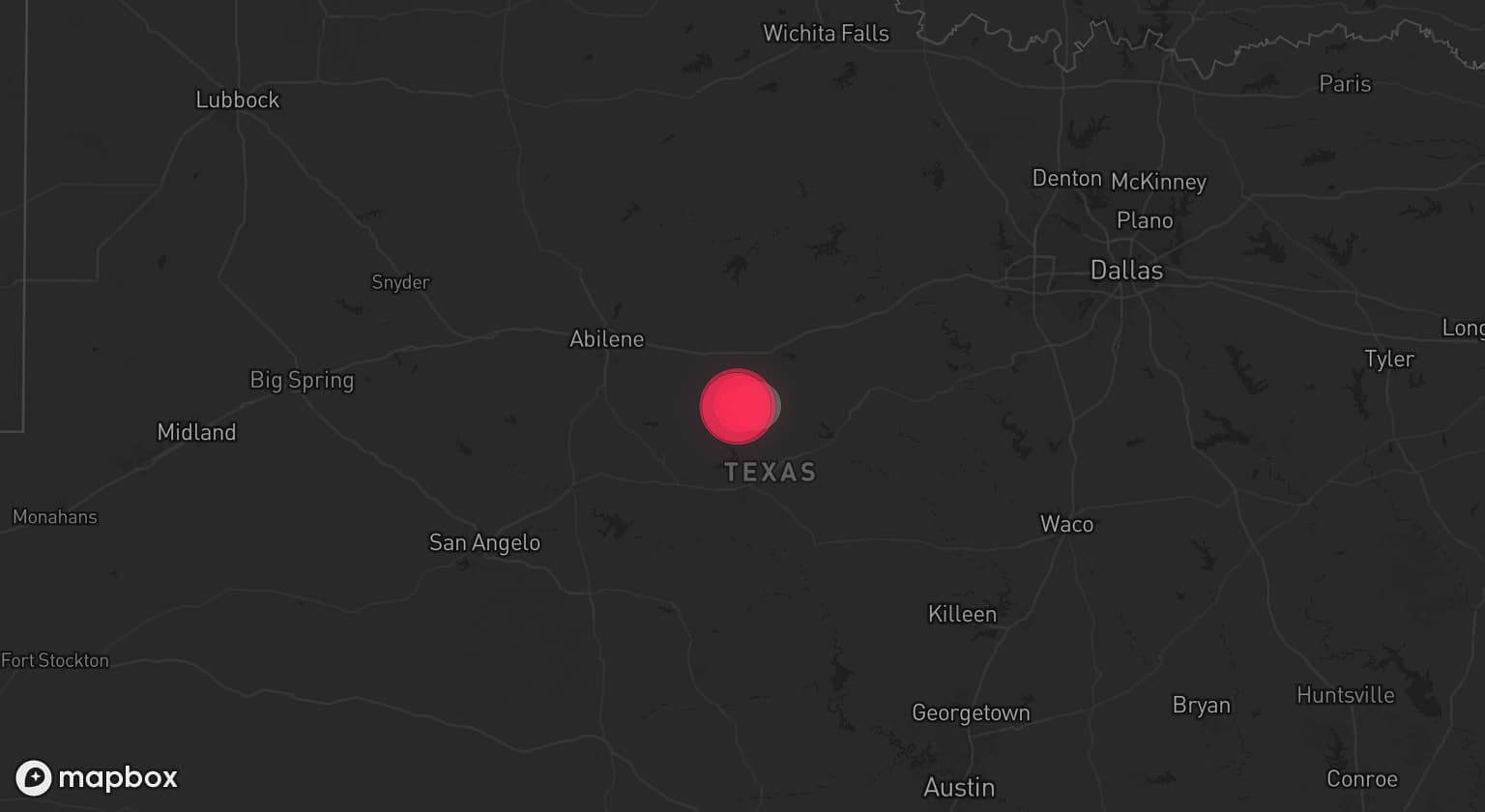 Storm map for the Eastland County, TX area