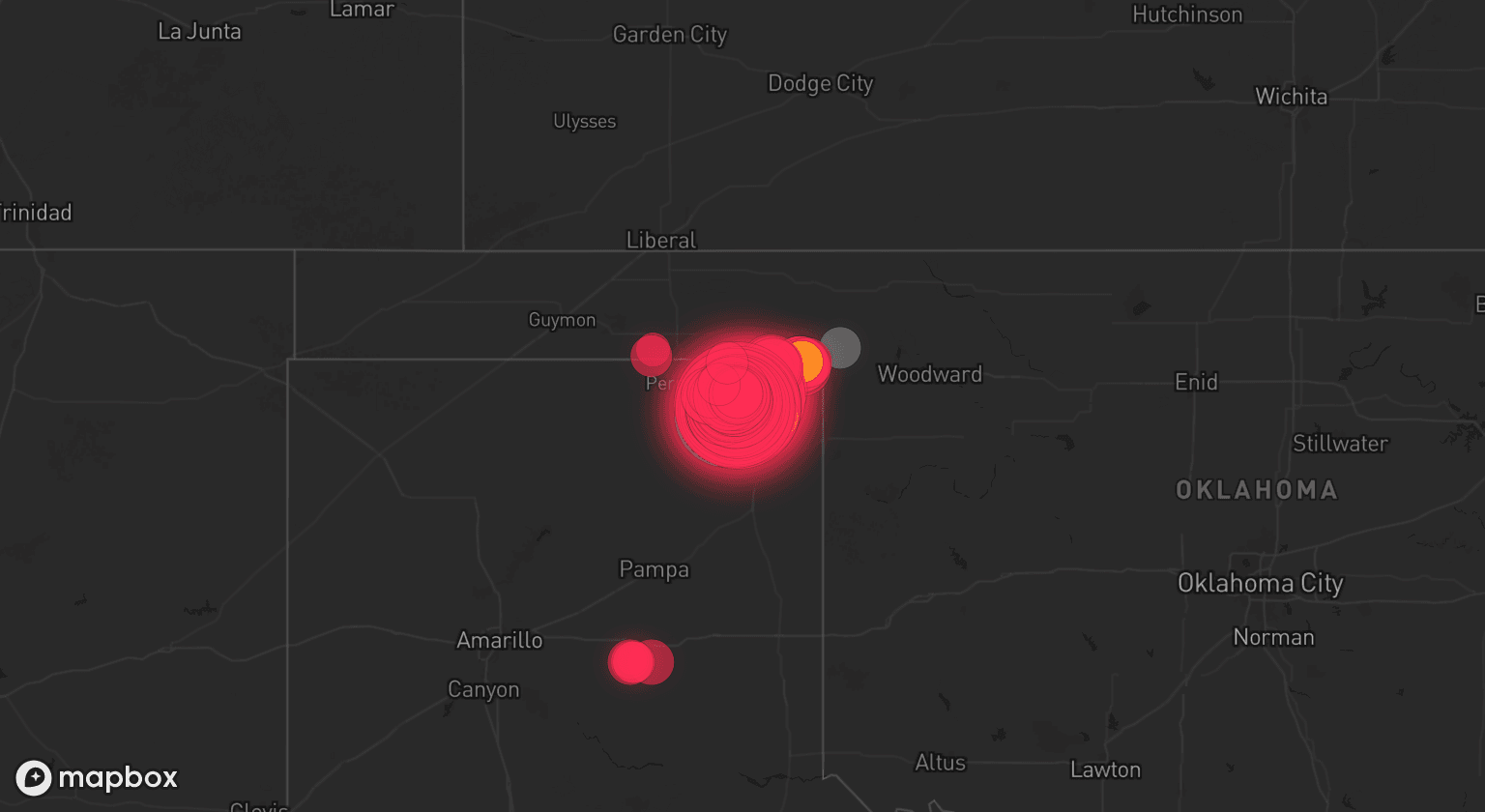 Storm map for 4 areas across Texas and Oklahoma