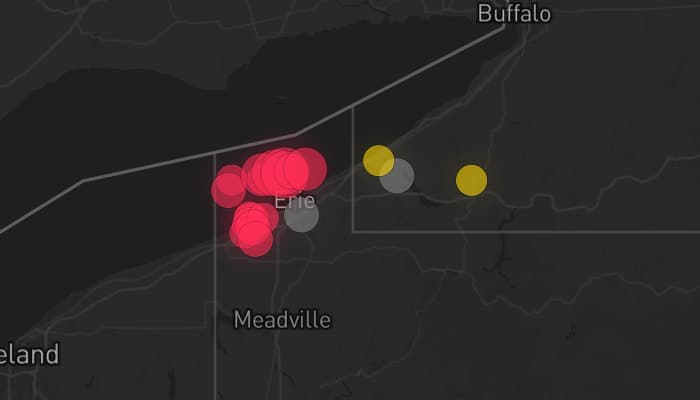 Storm map for 2 areas across New York and Pennsylvania
