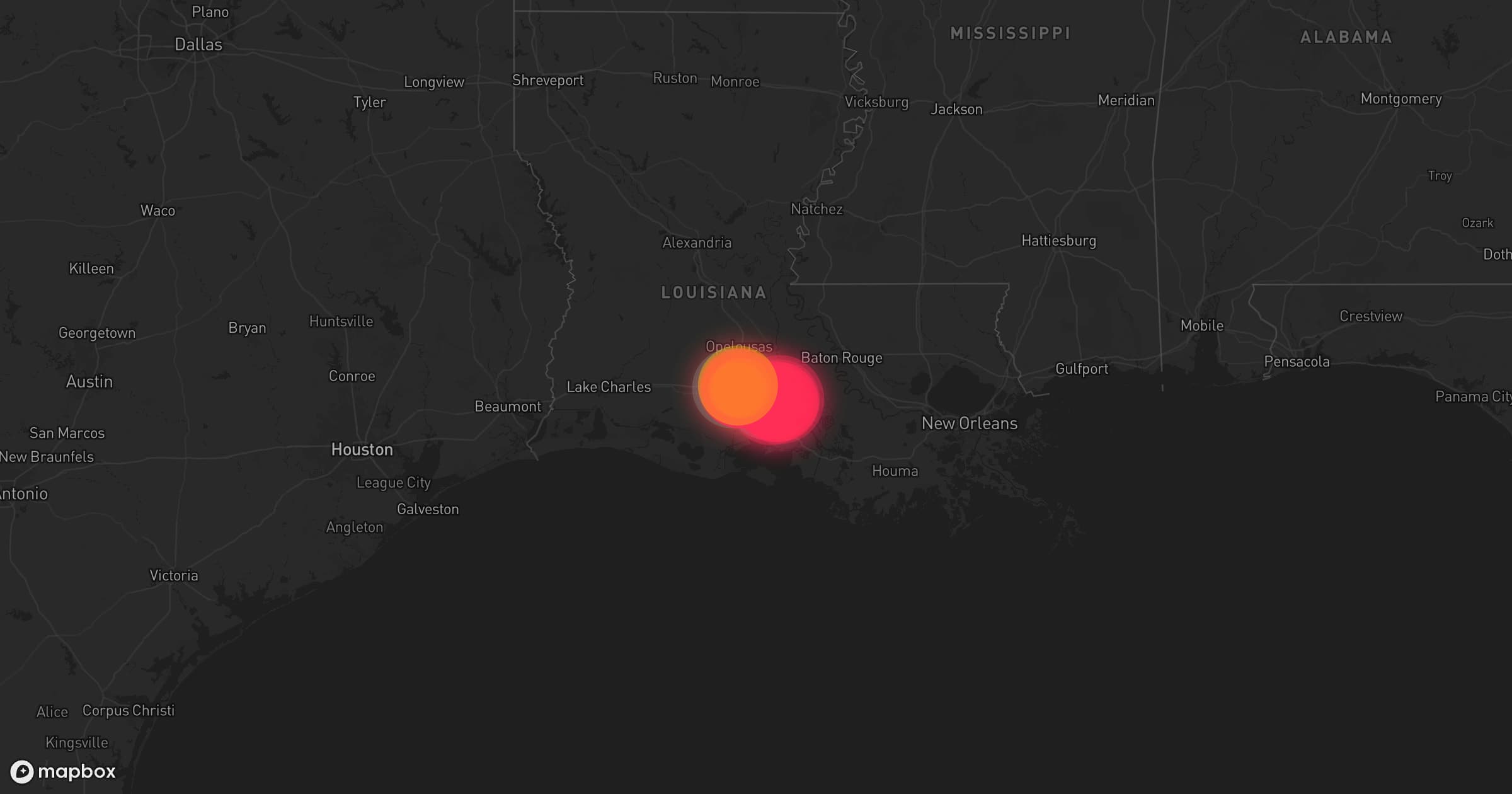 Storm map for 3 areas across Louisiana
