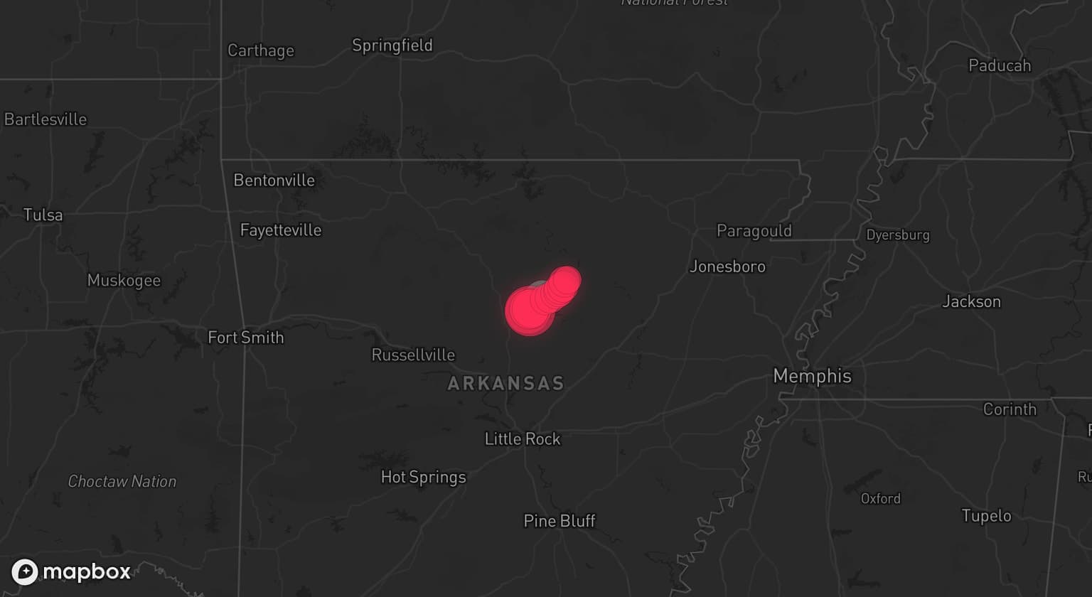 Storm map for the Cleburne County, AR area
