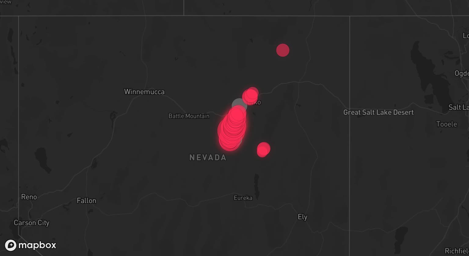 Storm map for 2 areas across Nevada