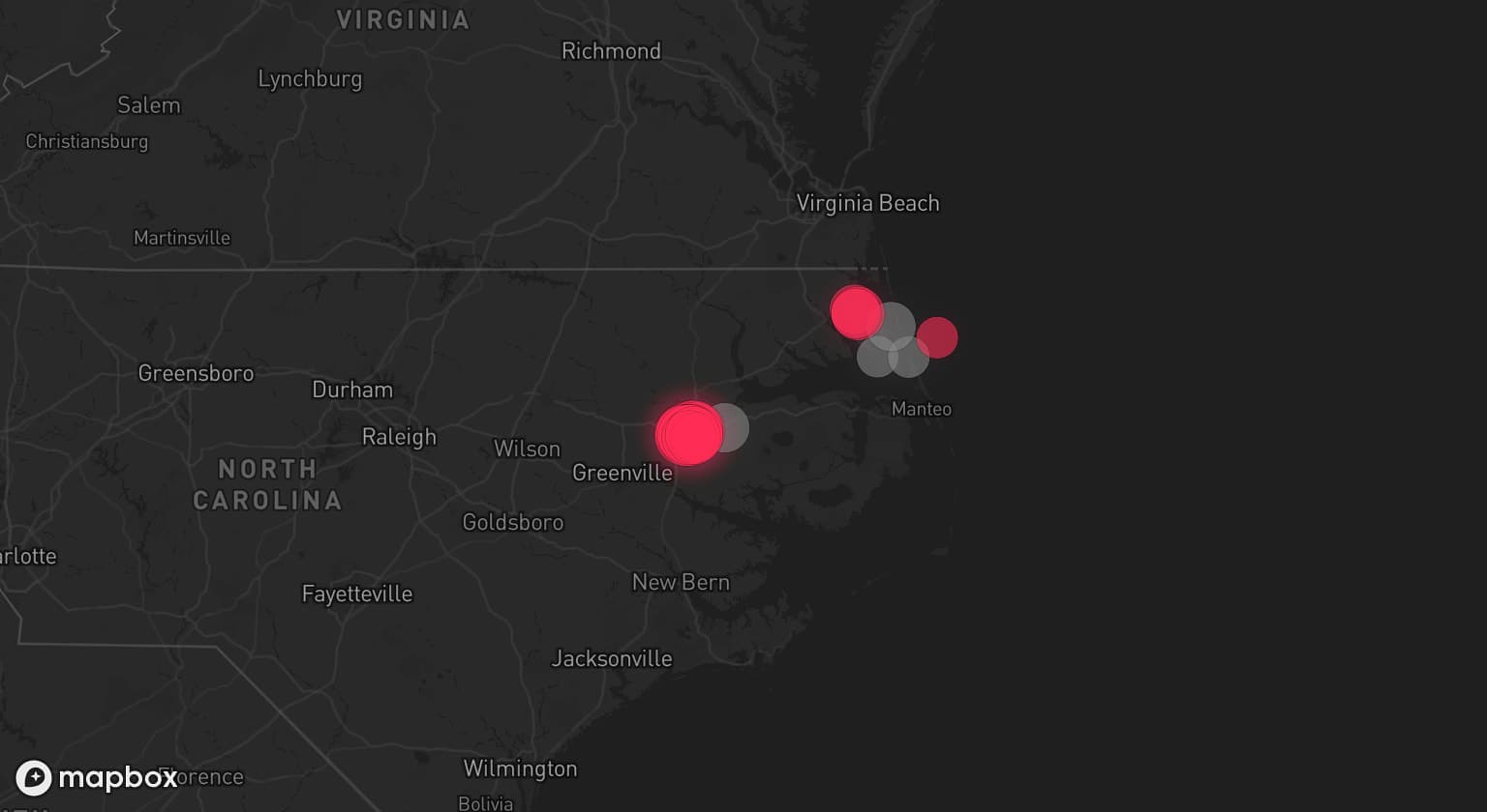 Storm map for 5 areas across North Carolina