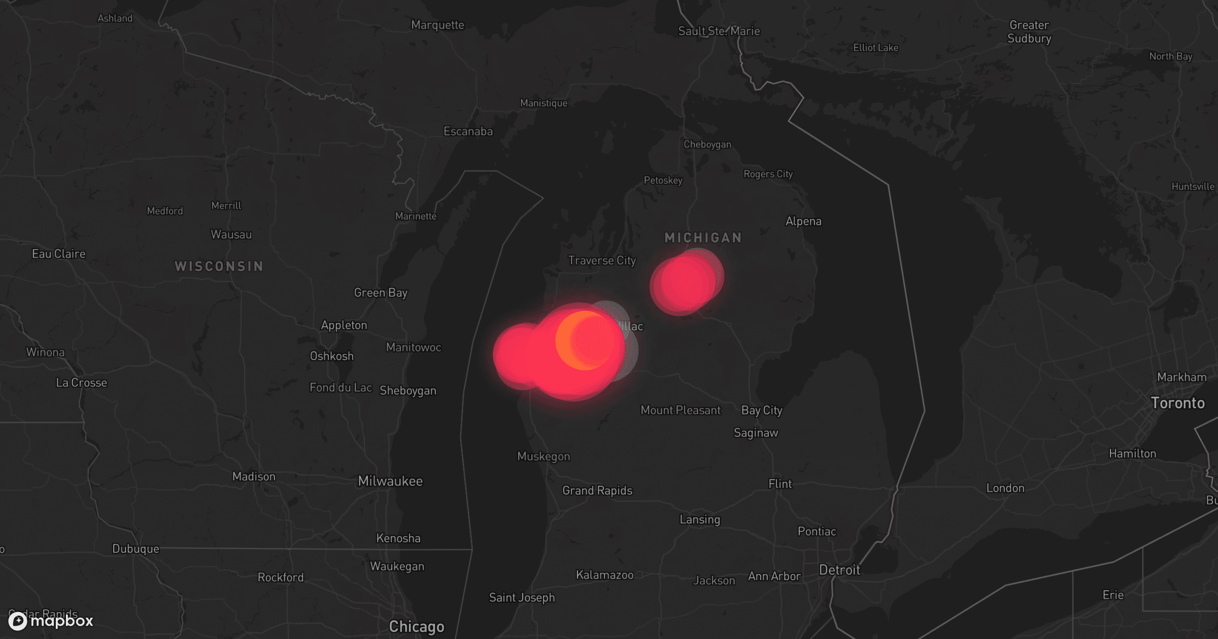 Storm map for 4 areas across Michigan