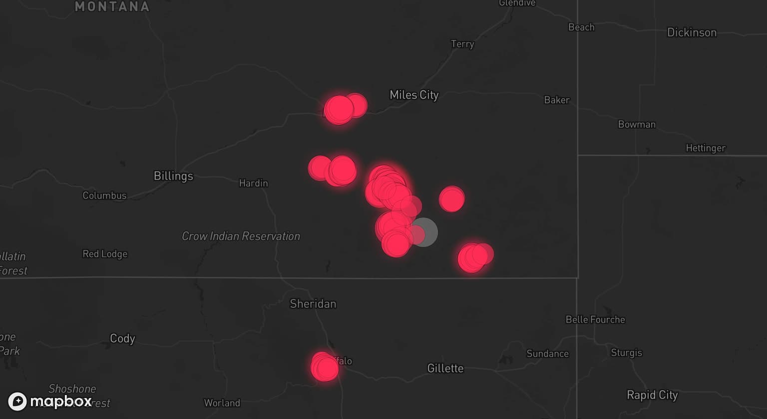 Storm map for the Powder River County, MT area