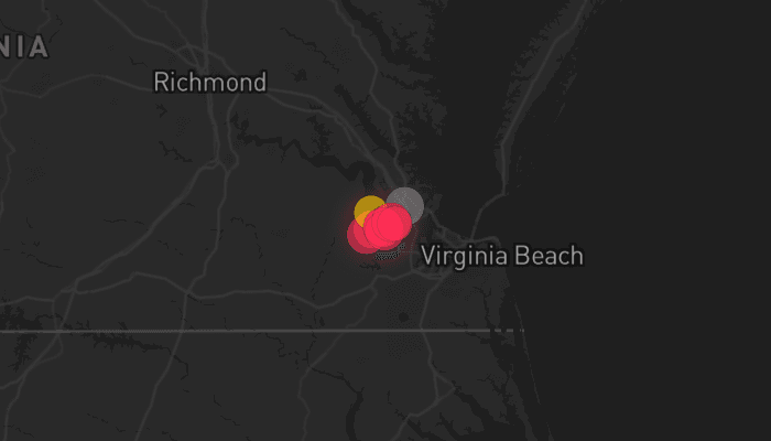 Storm map for the Hampton, VA area