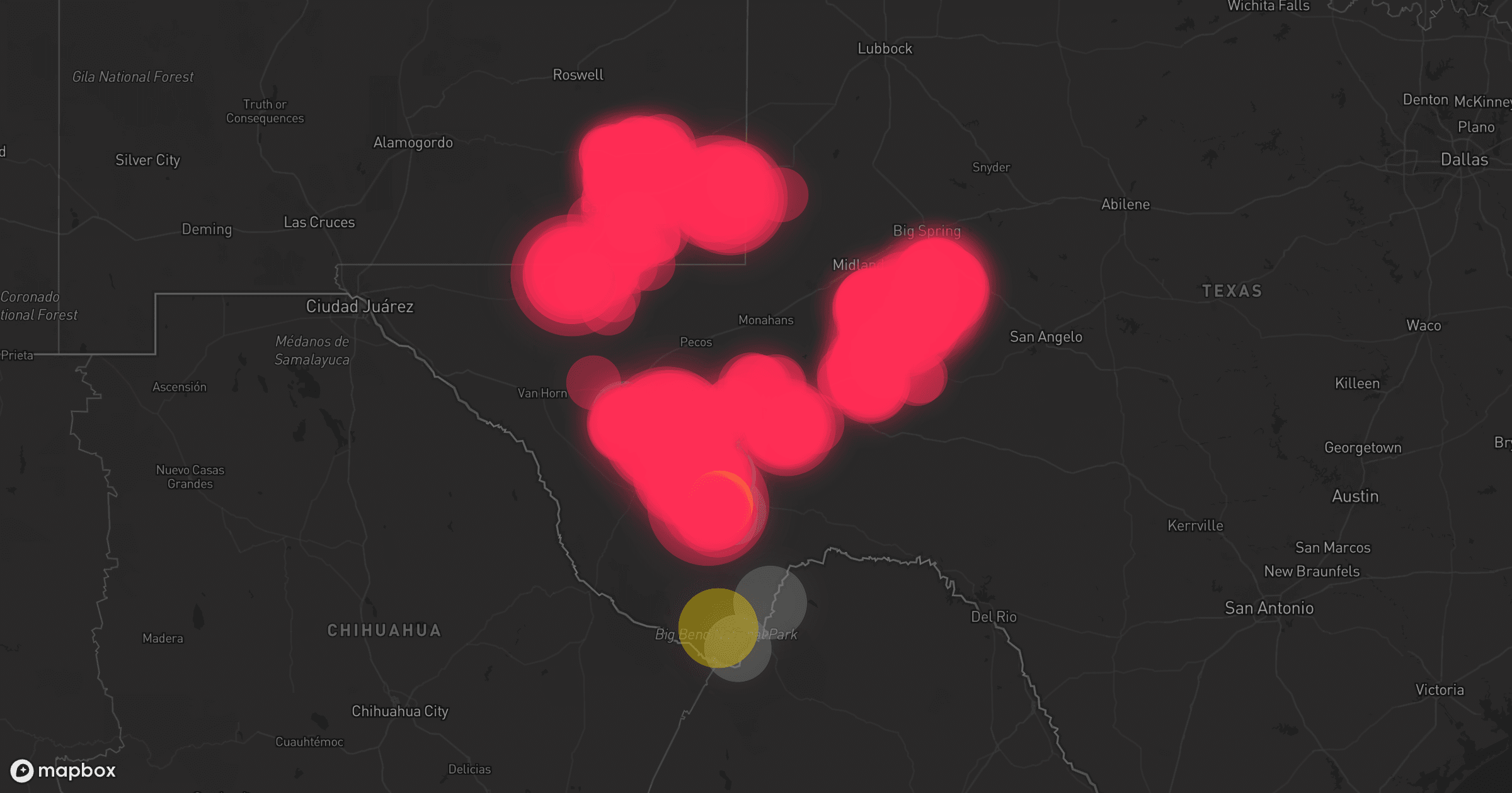 Storm map for 17 areas across Texas and New Mexico