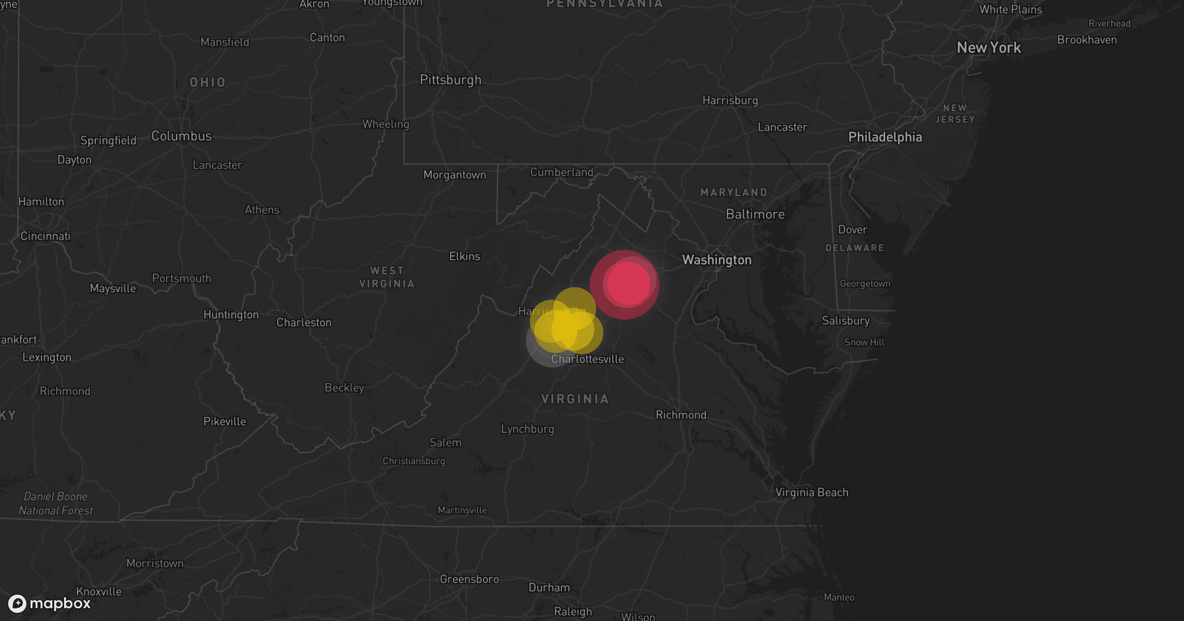 Storm map for 2 areas across Virginia