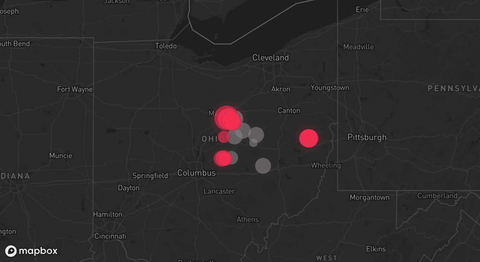 Storm map for 7 areas across Ohio
