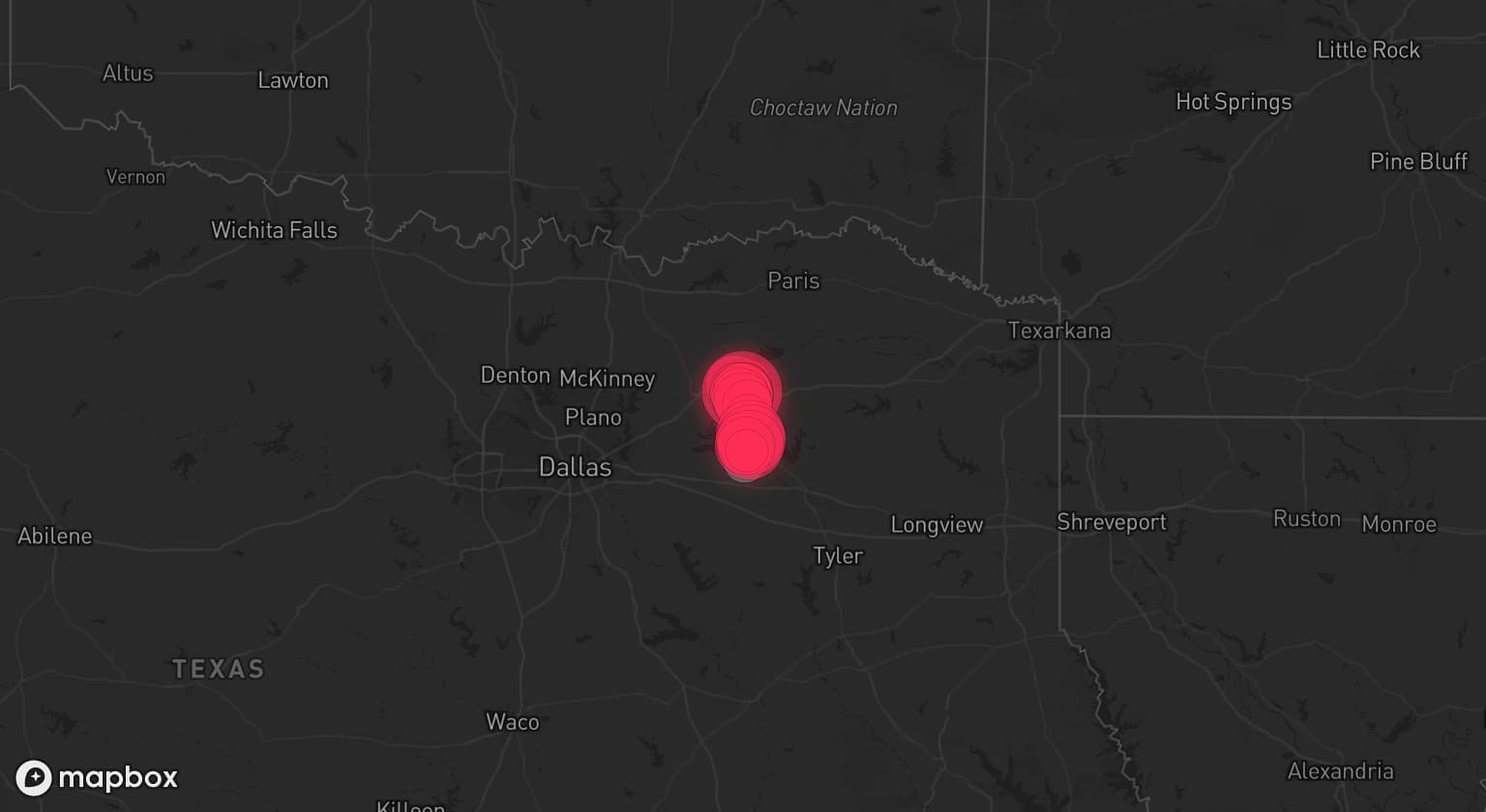 Storm map for 2 areas across Texas
