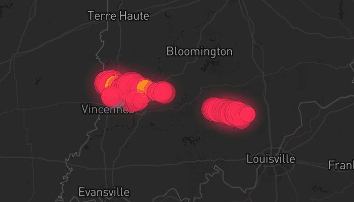 Storm map for 4 areas across Indiana
