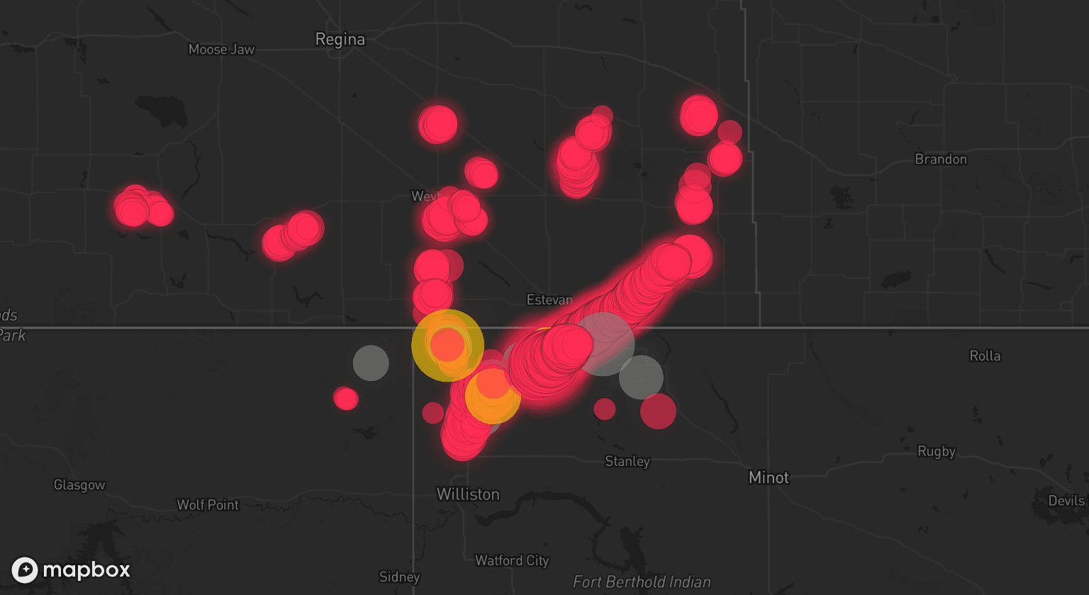 Storm map for 7 areas across North Dakota and Montana