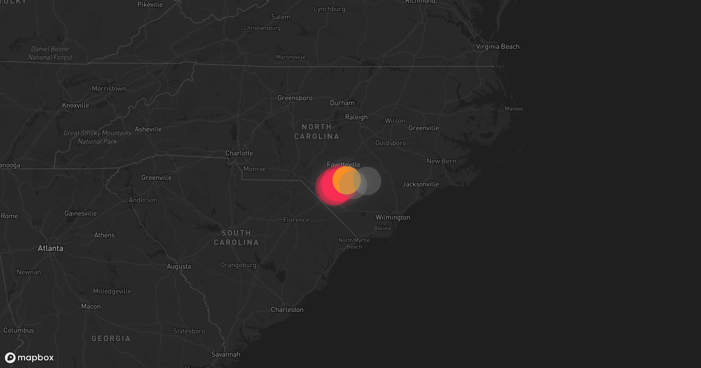 Storm map for 2 areas across North Carolina