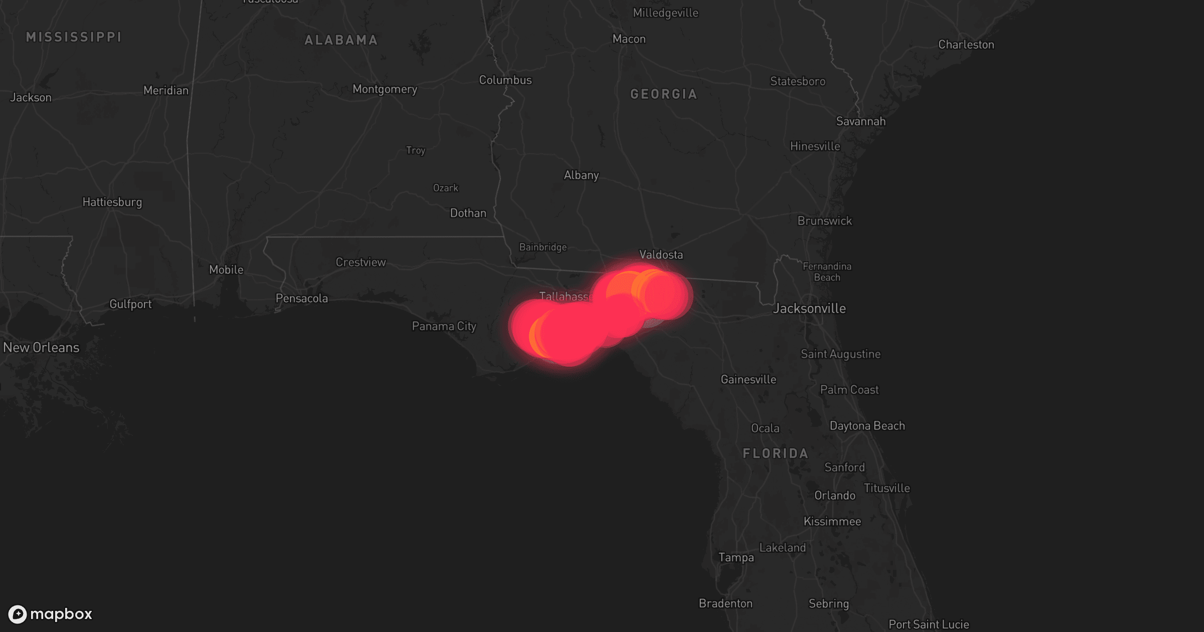 Storm map for 5 areas across Florida