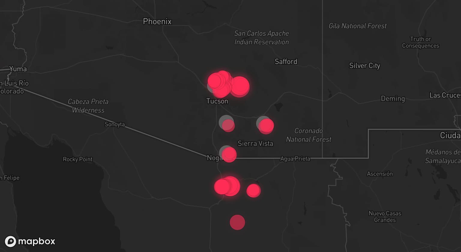 Storm map for 5 areas across Arizona