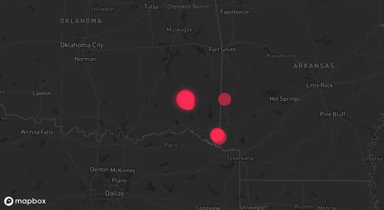 Storm map for the Pushmataha County, OK area