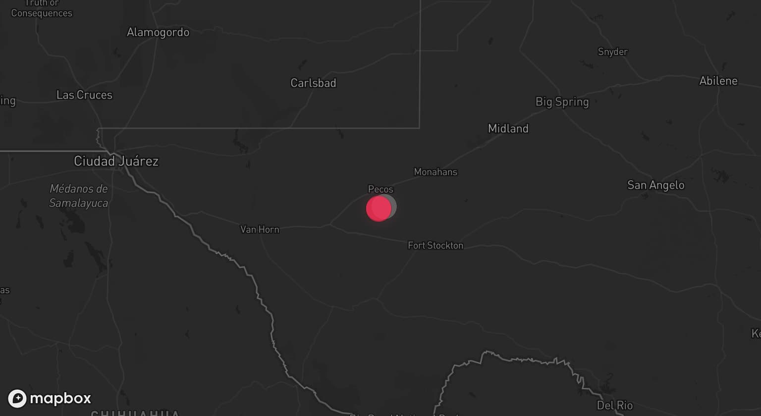 Storm map for the Reeves County, TX area