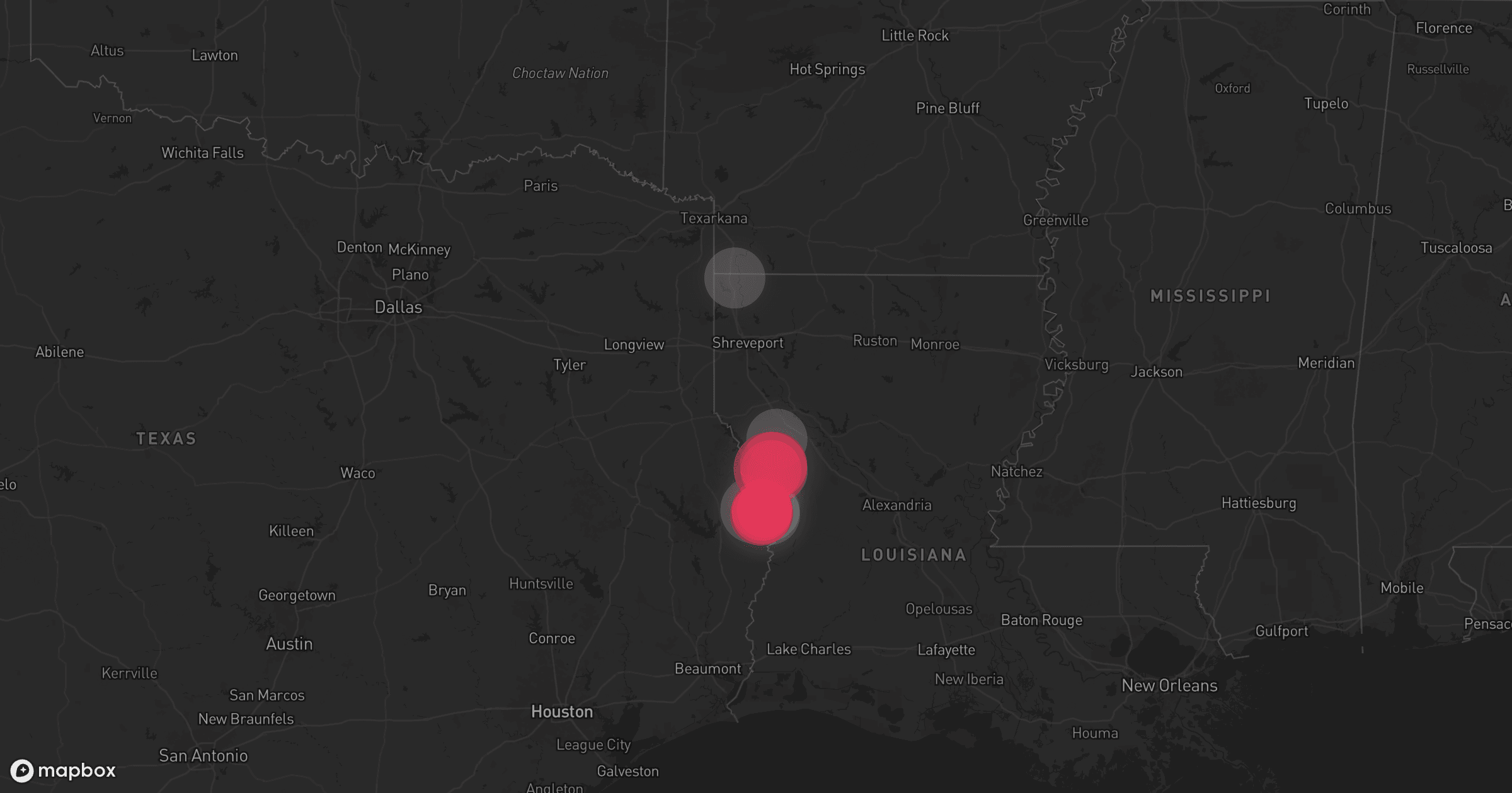 Storm map for 5 areas across Texas and Louisiana