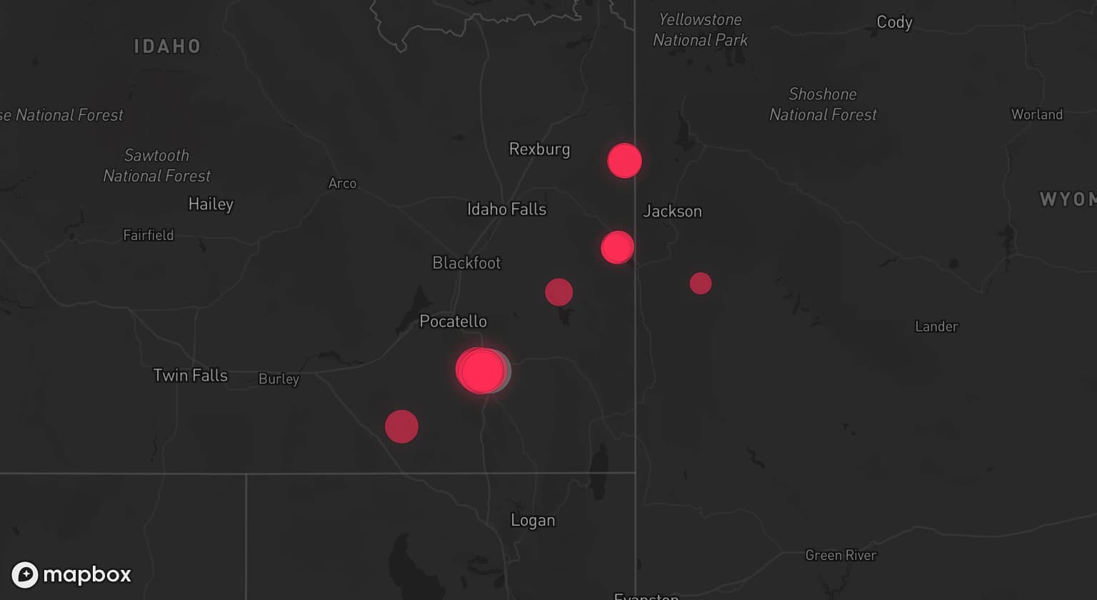 Storm map for the Bannock County, ID area
