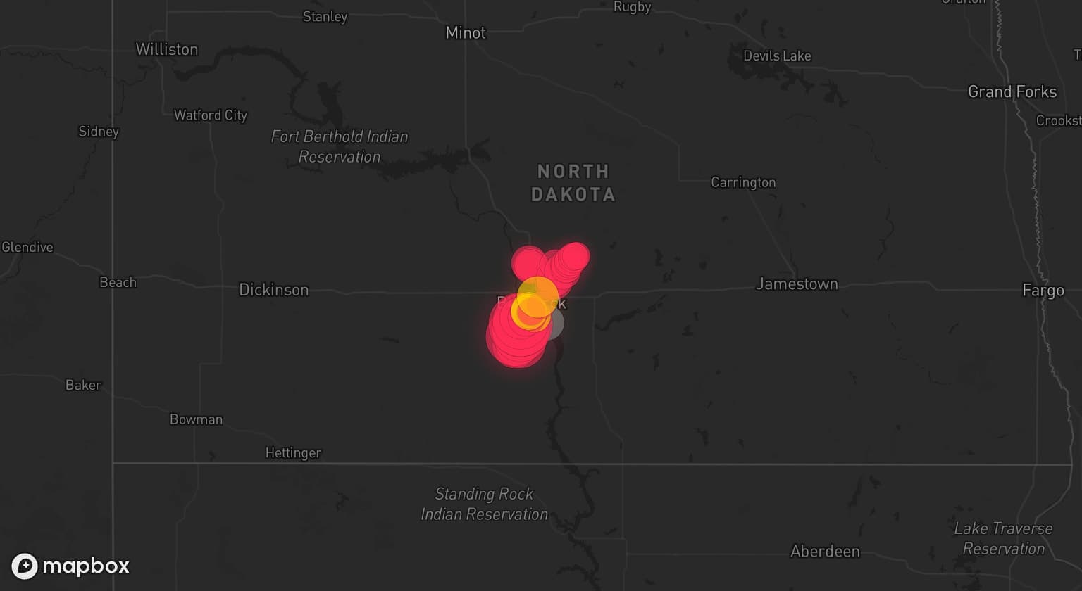 Storm map for the Bismarck, ND area