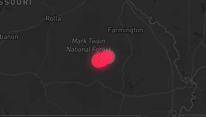 Storm map for 2 areas across Missouri